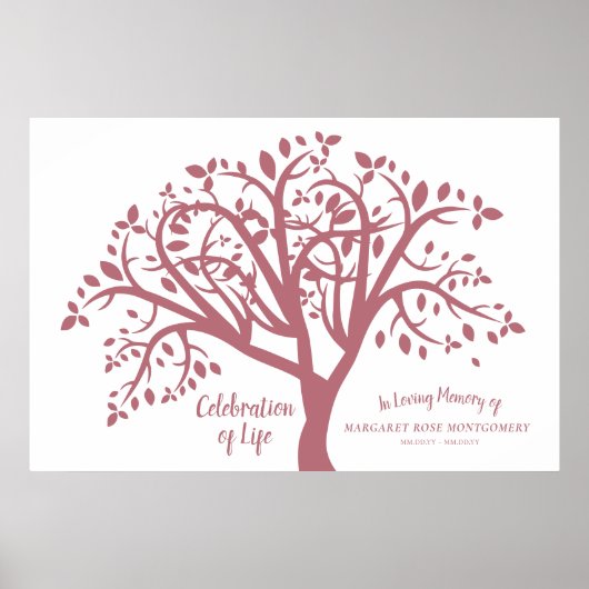 Poster Arbre de célébration de la vie Moderne rose écritu (Devant)