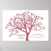 Poster Arbre de célébration de vie Moderne Rose Script (Devant)