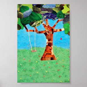 Poster Arbre de chêne à scier