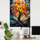 Poster Arbre de coeur de l'amour dans le style verre tend (Bureau à domicile)