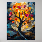 Poster Arbre de coeur de l'amour dans le style verre tend (Devant)