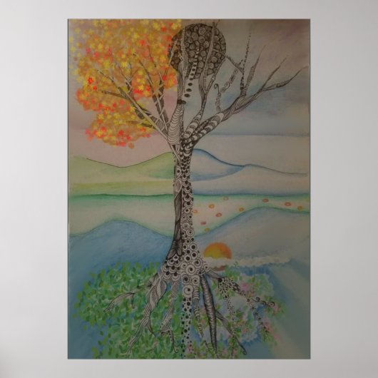 Poster Arbre de conception de ligne de quatre saisons (Devant)