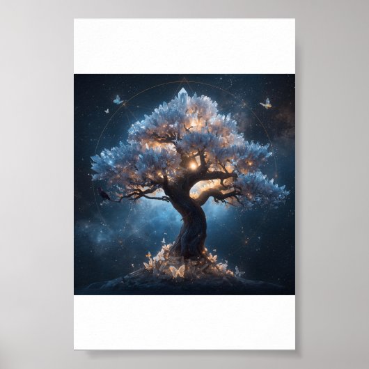 Poster Arbre de cristal sous un ciel céleste (Devant)