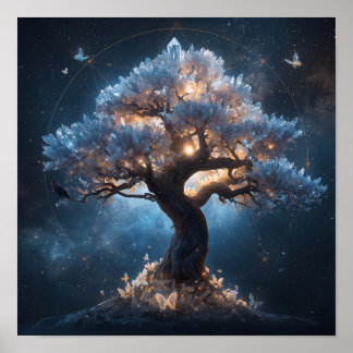 Poster Arbre de cristal sous un ciel céleste – Fantaisie
