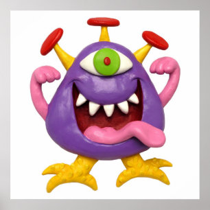 Poster Arbre de douche pour bébé monstre violet goofy
