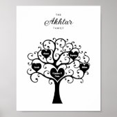 Poster Arbre de famille Coeur noir et blanc (Devant)