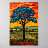 Poster Arbre de Feu Bleu (Devant)