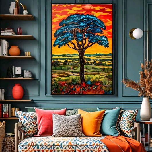 Poster Arbre de Feu Bleu