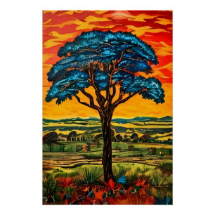 Poster Arbre de Feu Bleu