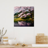 Poster Arbre De Fleurs De Cerisiers Sur Un Lac (Cuisine)