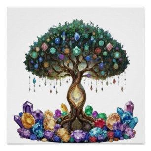 Poster Arbre de gemmes d'amour éternel meilleur cadeau po