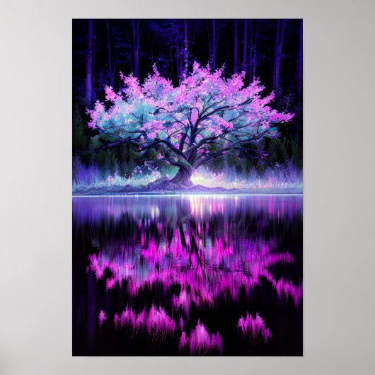 Poster Arbre de la Lune embrassé par le lac de Charme (Devant)