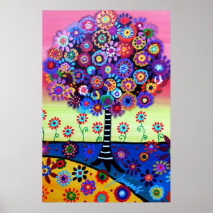 POSTER ARBRE DE LA PEINTURE LUNATIQUE D'ARBRE DE LA VIE