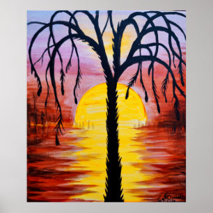 Poster Arbre de Lepidodendron au coucher du soleil de car