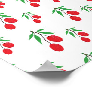 Poster Arbre de litchi Feuille verte Amateur de fruits tr