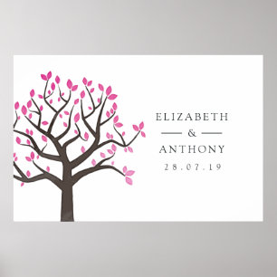 Poster Arbre de mariage à l'aquarelle