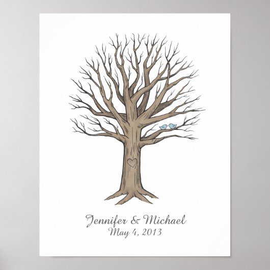 Poster Arbre de mariage avec empreintes digitales des inv (Devant)