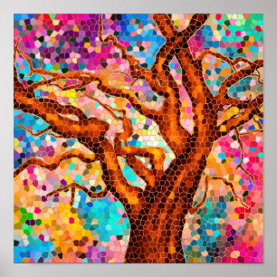 Poster Arbre de mosaïque coloré - Arbre de vie