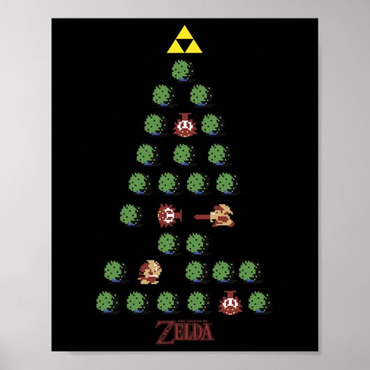 Poster Arbre de Noël 8 bits (Devant)