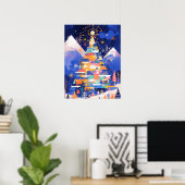 Poster Arbre de Noël Abstrait Coloré (Bureau à domicile)