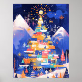 Poster Arbre de Noël Abstrait Coloré (Devant)