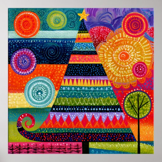 Poster Arbre de Noël Abstrait Coloré (Devant)