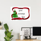 Poster Arbre de Noël avec ruban rouge (Bureau à domicile)