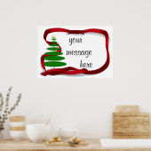 Poster Arbre de Noël avec ruban rouge (Cuisine)