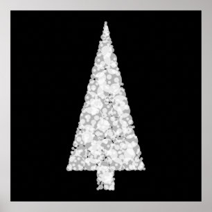 Poster Arbre de Noël blanc. Sur le noir. Élégant.