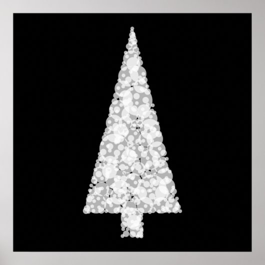 Poster Arbre de Noël blanc. Sur le noir. Élégant. (Devant)