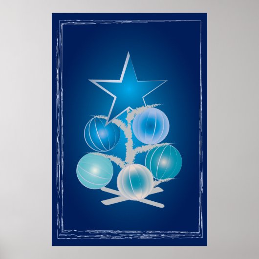 Poster Arbre de Noël bleu (Devant)