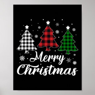 Poster Arbre de Noël Buffle Plaid Rouge Blanc Vert