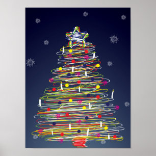 Poster Arbre de Noël coloré de fête (personnaliser il !)