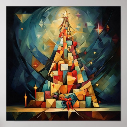 Poster Arbre de Noël Cubisme (Devant)