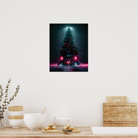 Poster Arbre de Noël Cyberpunk (Cuisine)