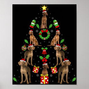 Poster Arbre de Noël Éclairage de chien Vizsla Vizsla Noë