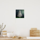 Poster Arbre de Noël en argent blanc, étoiles brillantes (Cuisine)