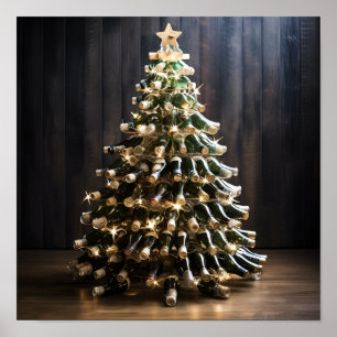 Poster Arbre de Noël en bouteilles de vin