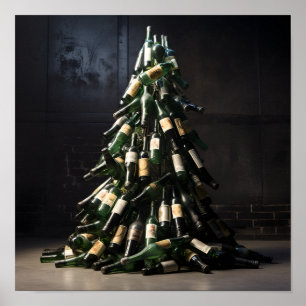 Poster Arbre de Noël en bouteilles de vin