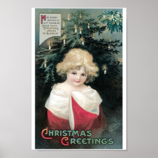 Poster Arbre de Noël et enfant