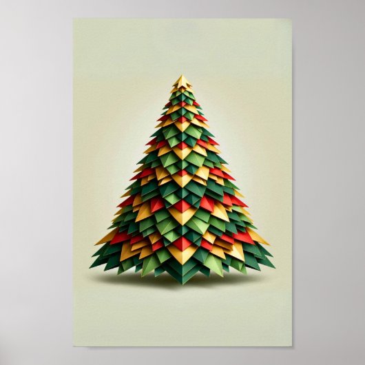 Poster Arbre de Noël géométrique (Devant)