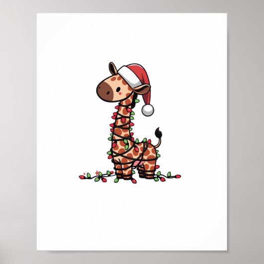 Poster Arbre de Noël Girafe Mignon Amoureux des Girafes (Devant)