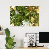 Poster Arbre de Noël I Argent et Or (Bureau à domicile)