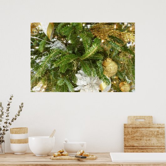 Poster Arbre de Noël I Argent et Or (Cuisine)