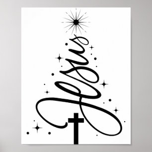 Poster Arbre de Noël Jésus Verset de la Bible chrétienne