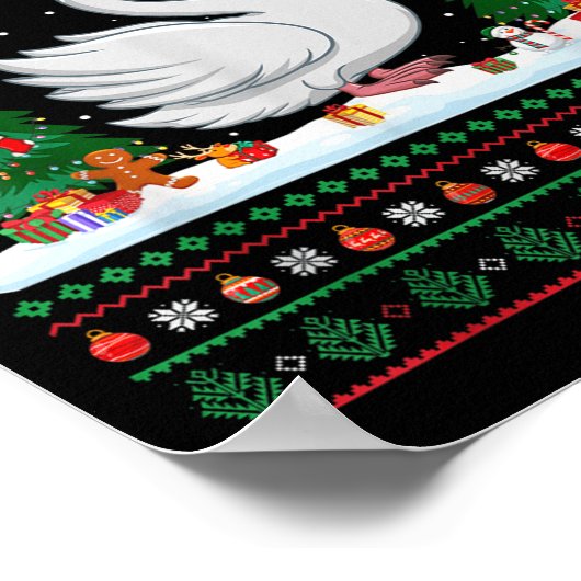 Poster Arbre de Noël Lumières Cygnes Père Noël laide Noël (Coin)