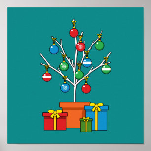 Poster Arbre de Noël minimal avec présentation