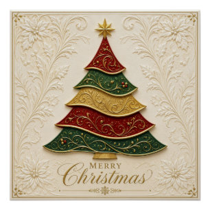 Poster Arbre de Noël orné d'émail doré