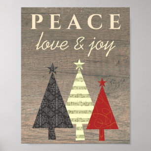 Poster Arbre de Noël Paix Amour et Joie
