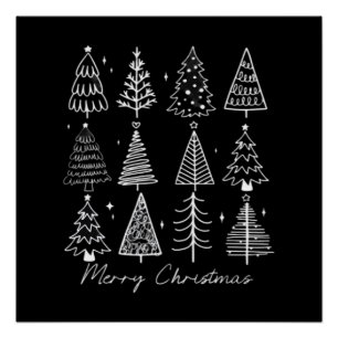 Poster Arbre de Noël Rétro Classique